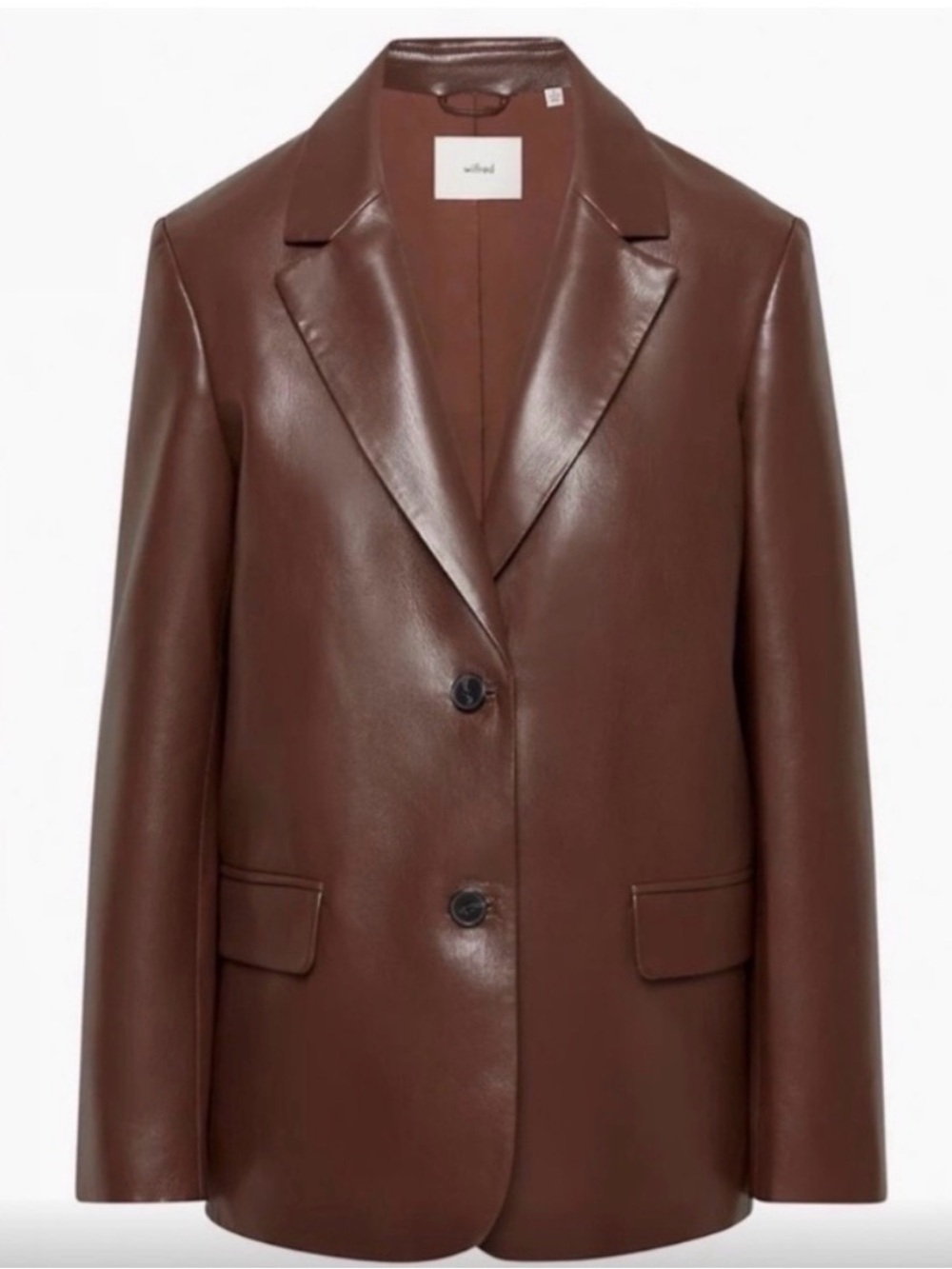 Aritzia Wilfred Dark Brown Vegan Leather Blazer Jacket